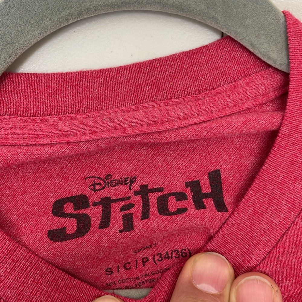 Disney Stitch Hangry T-Shirt Youth S Red Crew Neck Short Sleeve Graphic Cotton - Picture 4 of 4